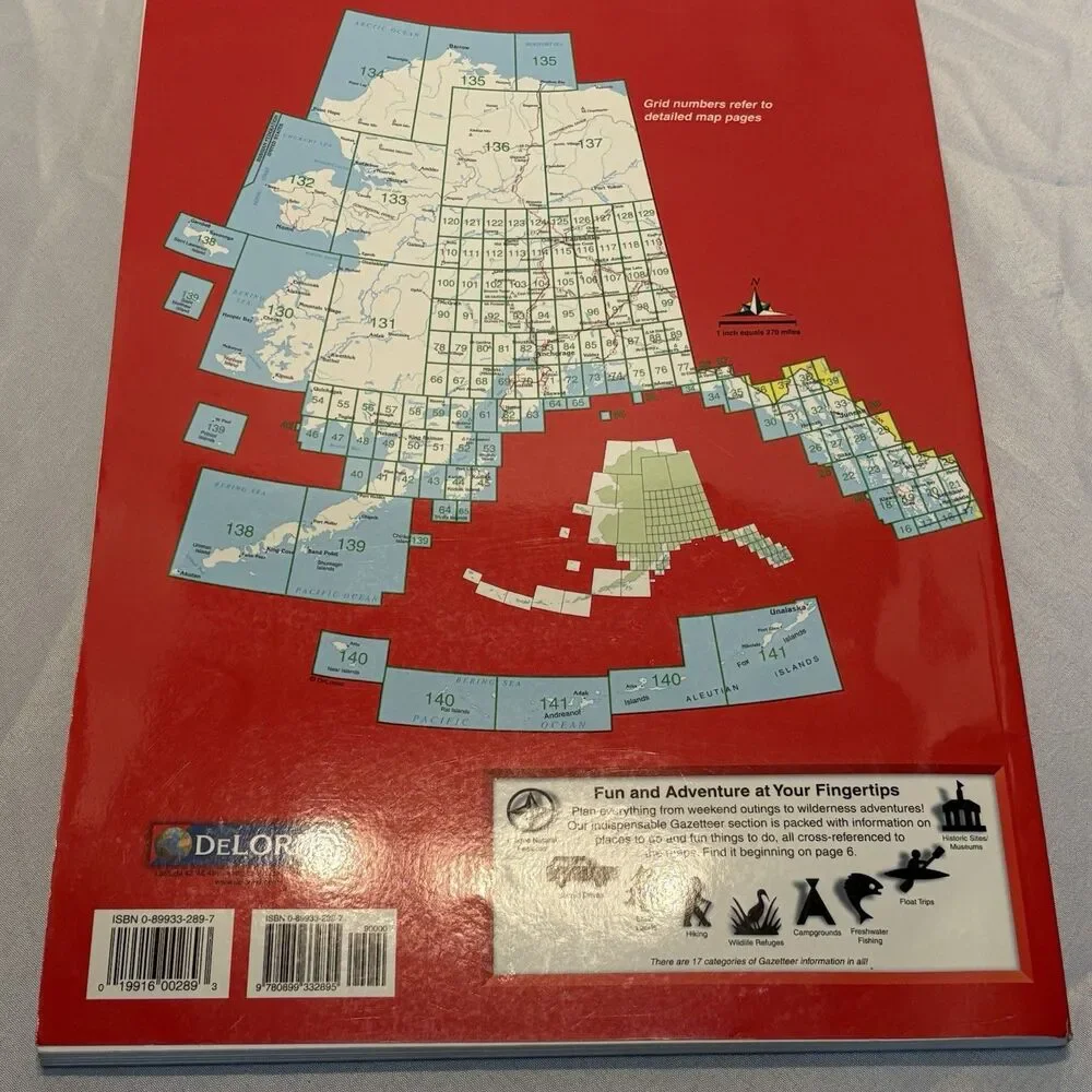 2004 Delorme Alaska Detailed Topographical Road Atlas & Gazetteer GPS Grids